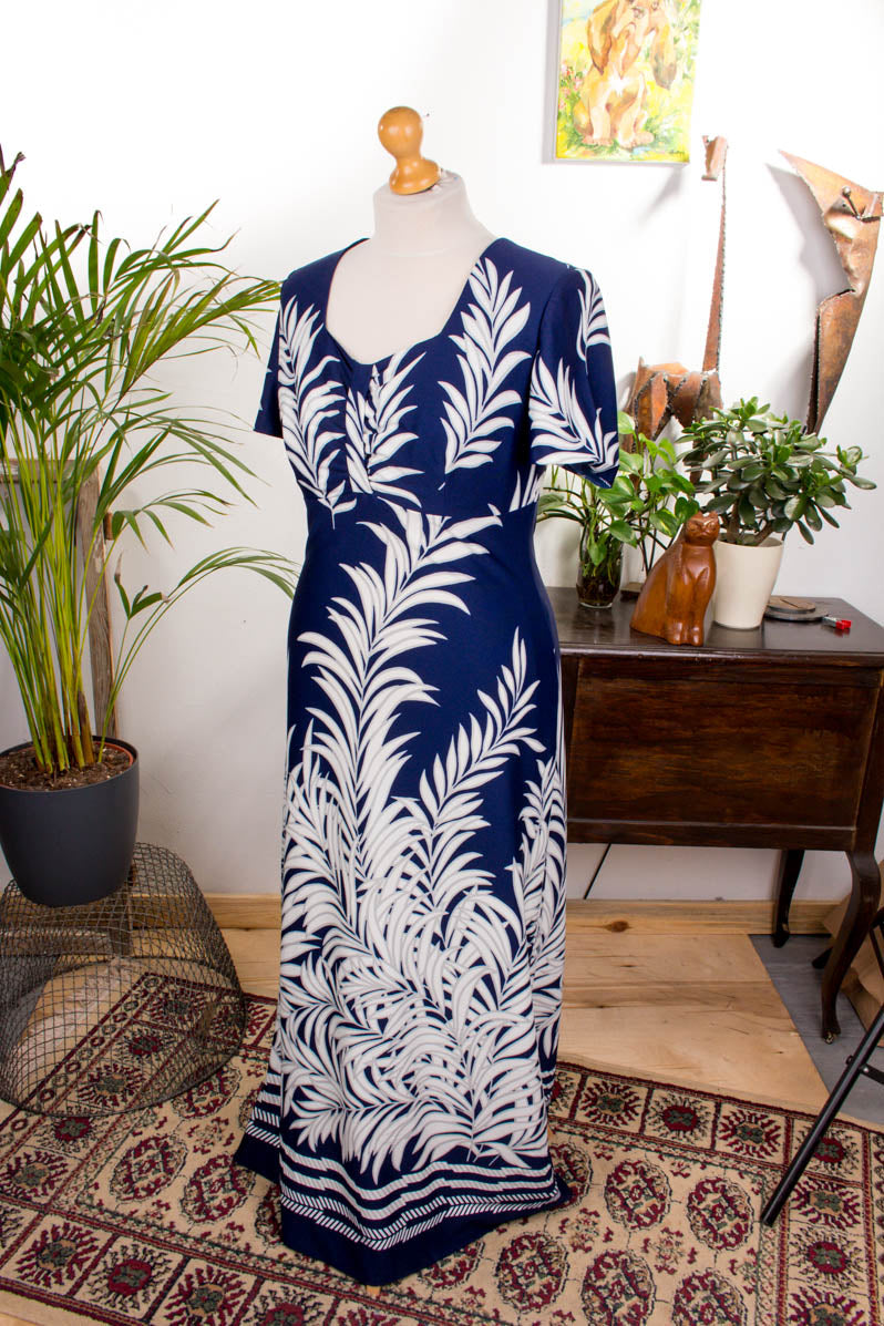 Hippie Abendkleid blau Muster