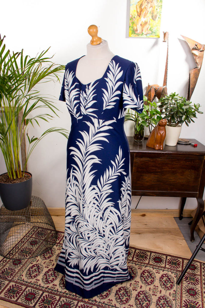 Hippie Abendkleid blau Muster