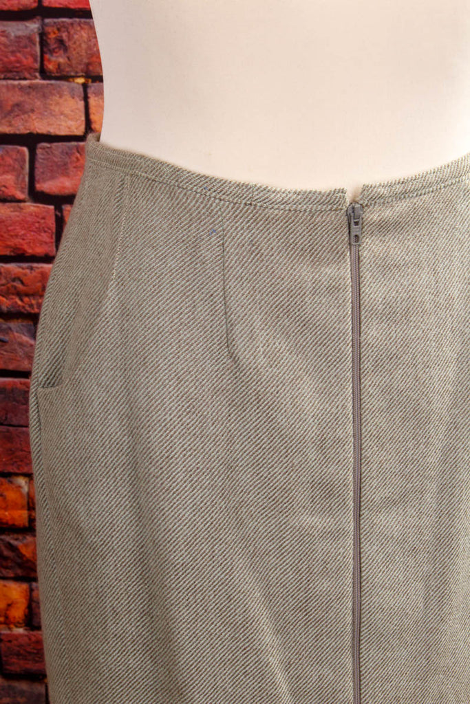 Vintage Winterrock grün Wolle 70er 80er Boho Frau grün L 44-46 Rockabilly Sekretärin Special vintageberlin.de