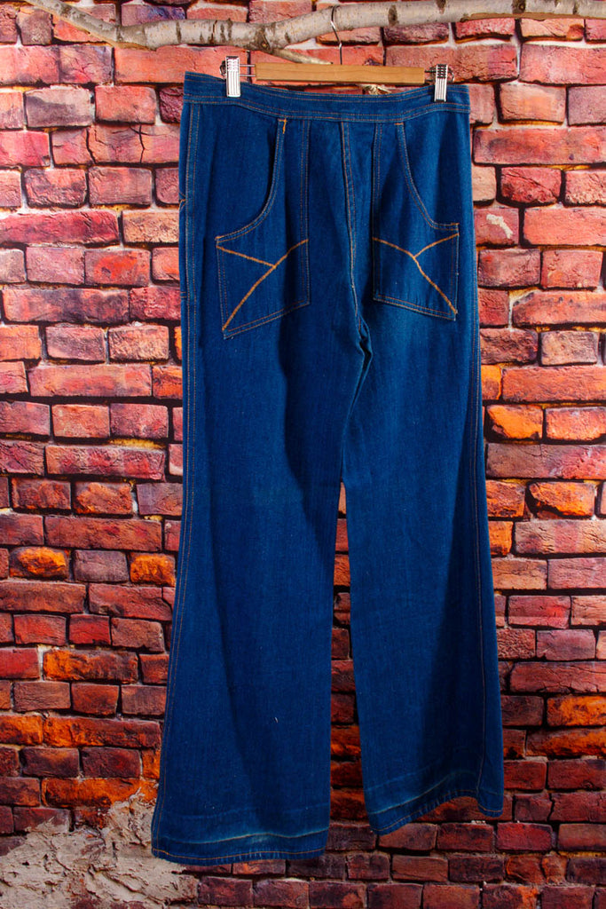 70er Jahre Jeans Schlaghose blau 70er blau Boho Disco Frau Hippie L 44-46 M 40-42 Schlager Special vintageberlin.de