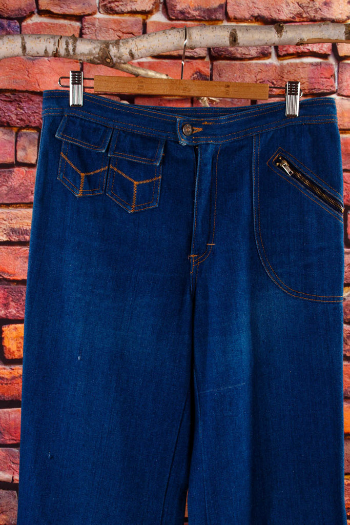 70er Jahre Jeans Schlaghose blau 70er blau Boho Disco Frau Hippie L 44-46 M 40-42 Schlager Special vintageberlin.de