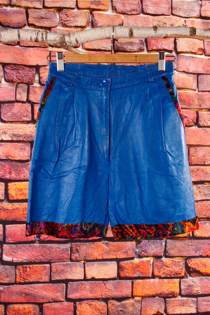Vintage Ledershorts blau Default Title 80er blau Boho Disco Frau Special XS 32-34 vintageberlin.de