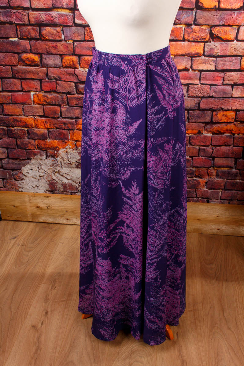 Hippierock lang lila Farnmuster