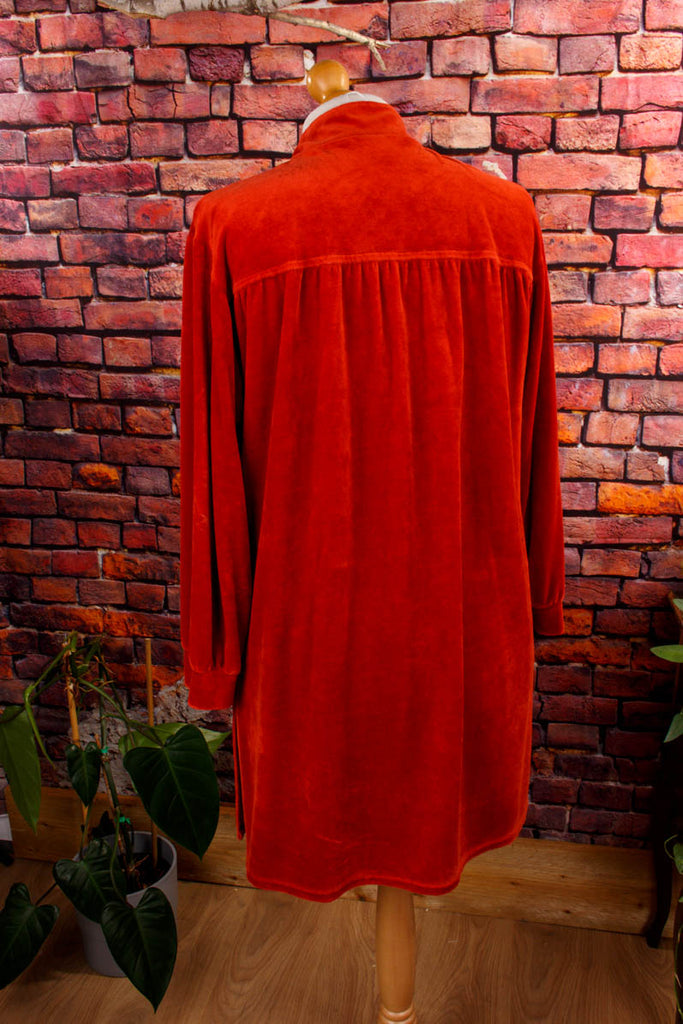 Samt Tunika Langpulli Rostrot 80er Boho braun Frau L 44-46 rot vintageberlin.de