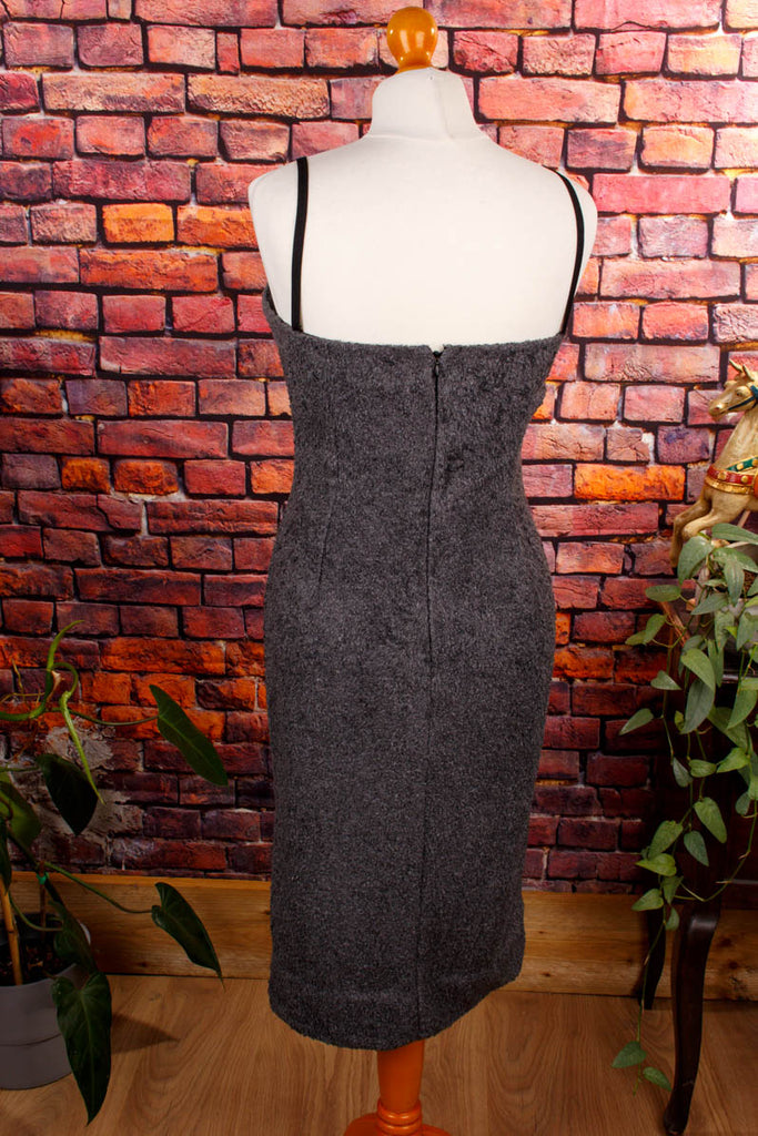 D&G Stretchkleid grau Frottee 90er Abendmode Designer Frau grau S 36-38 Special vintageberlin.de