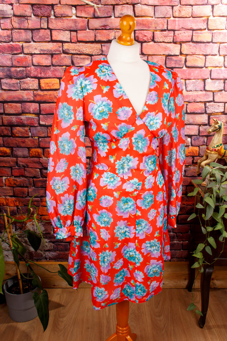 Vintage Discokleid bunt Blumen