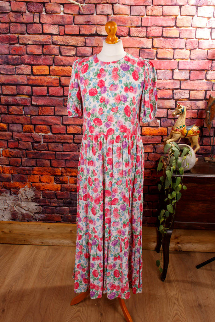 Boho Maxikleid Blumenmuster Default Title Boho bunt Frau Hippie M 40-42 rosa S 36-38 vintageberlin.de