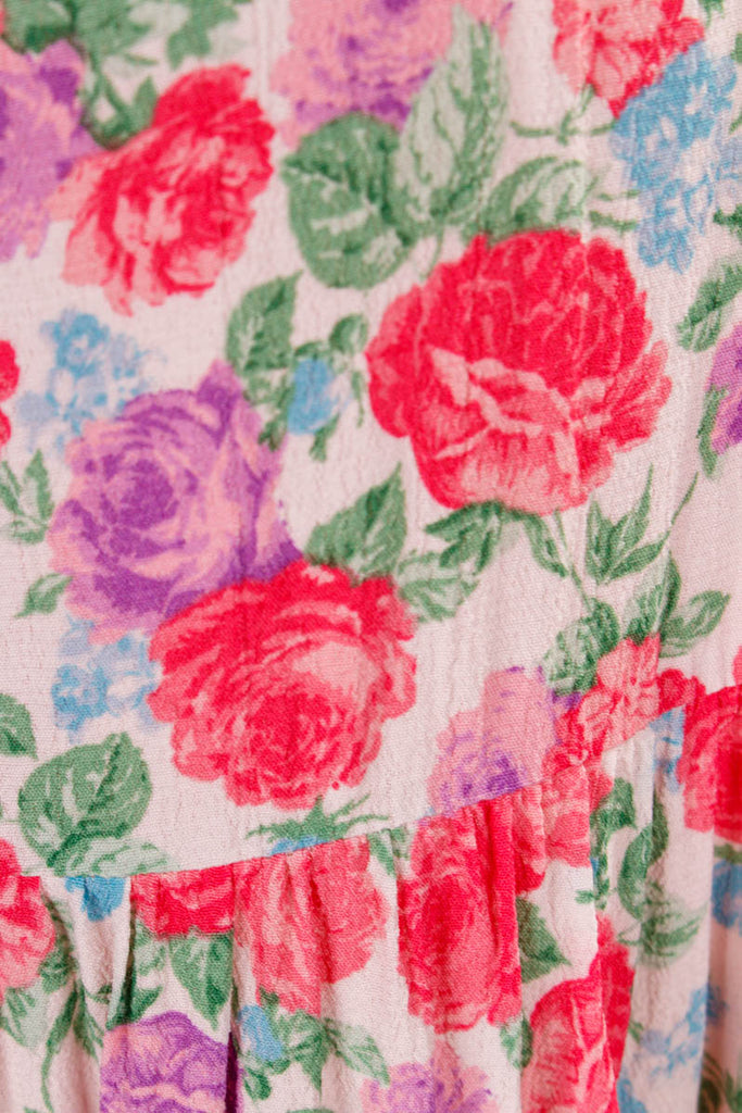 Boho Maxikleid Blumenmuster Boho bunt Frau Hippie M 40-42 rosa S 36-38 vintageberlin.de
