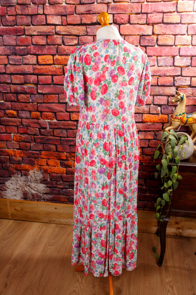 Boho Maxikleid Blumenmuster Boho bunt Frau Hippie M 40-42 rosa S 36-38 vintageberlin.de