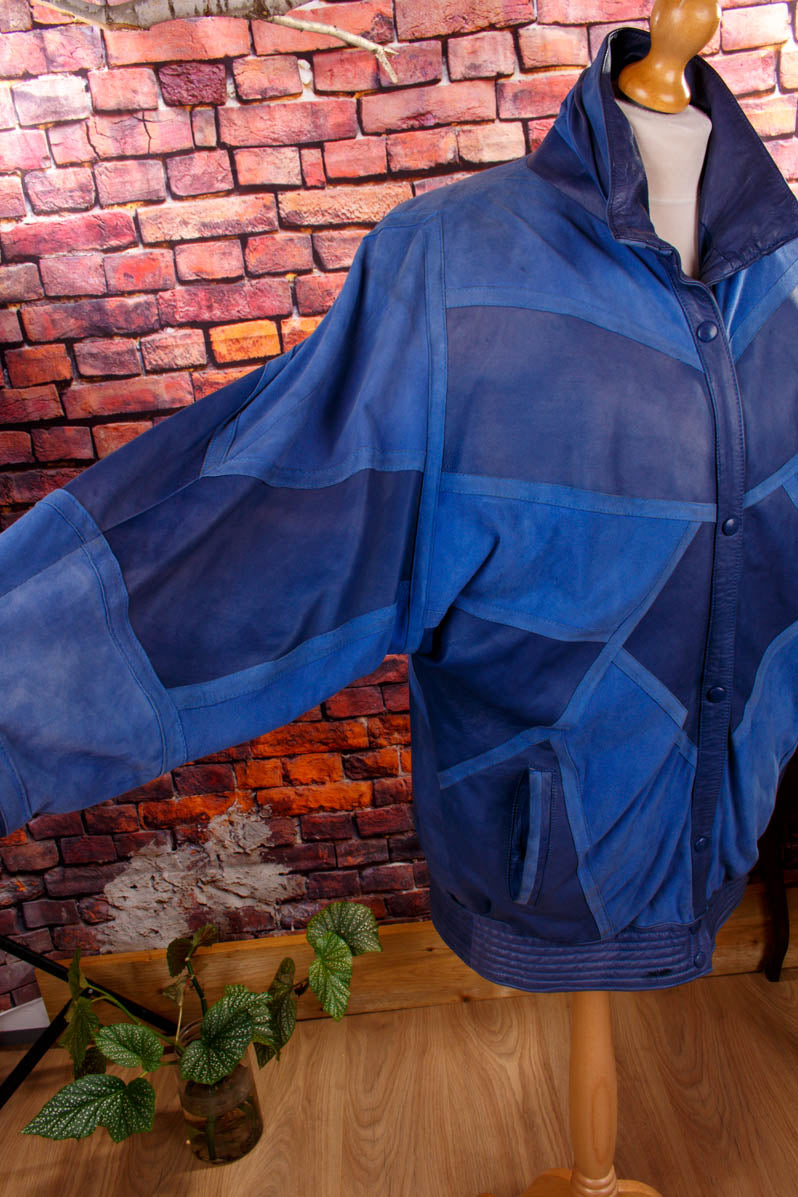 YSL Lederjacke blau