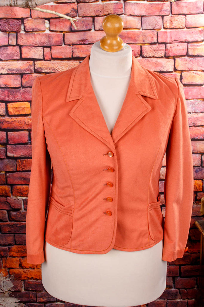 60s Velours Blazer lachsfarben Default Title 60er Frau L 44-46 M 40-42 orange Rockabilly rosa Sekretärin Special vintageberlin.de
