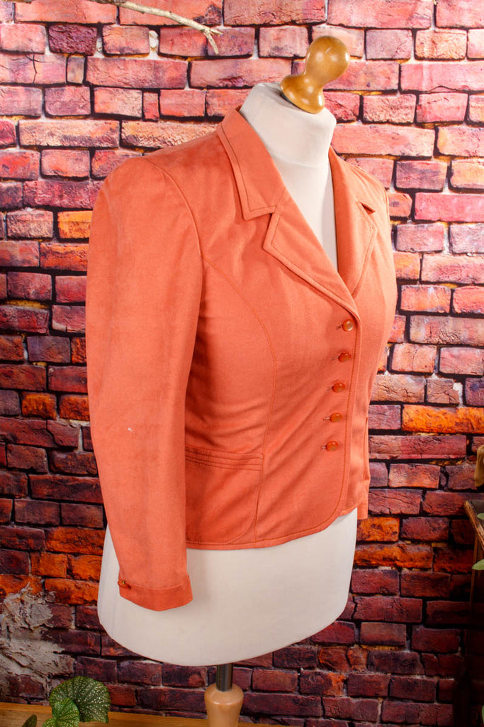 60s Velours Blazer lachsfarben 60er Frau L 44-46 M 40-42 orange Rockabilly rosa Sekretärin Special vintageberlin.de