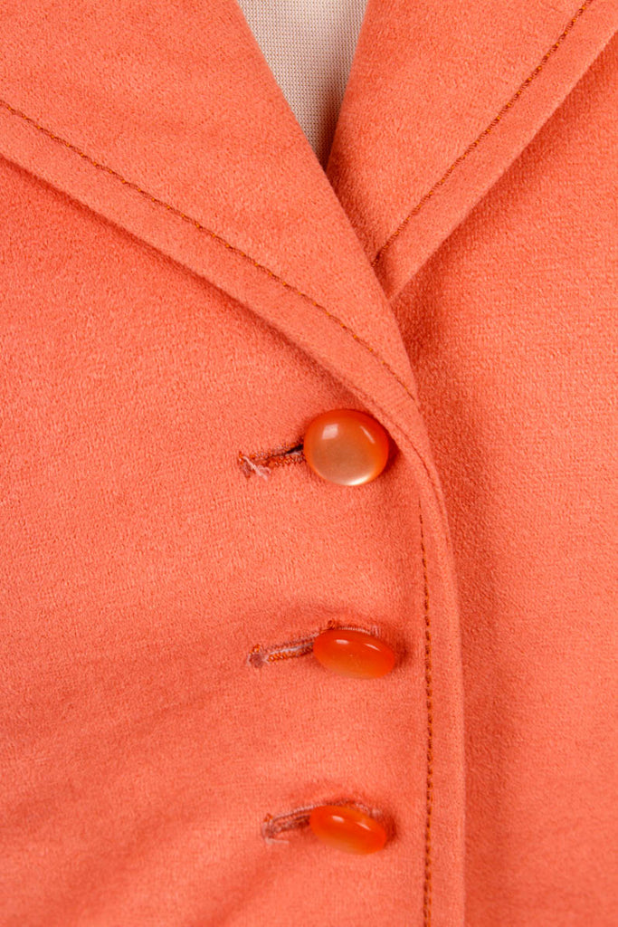 60s Velours Blazer lachsfarben 60er Frau L 44-46 M 40-42 orange Rockabilly rosa Sekretärin Special vintageberlin.de
