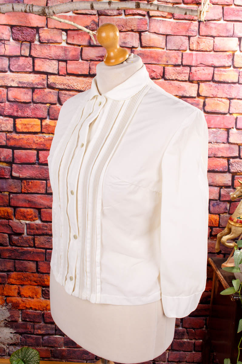 Nylon Bluse weiß Rüschen