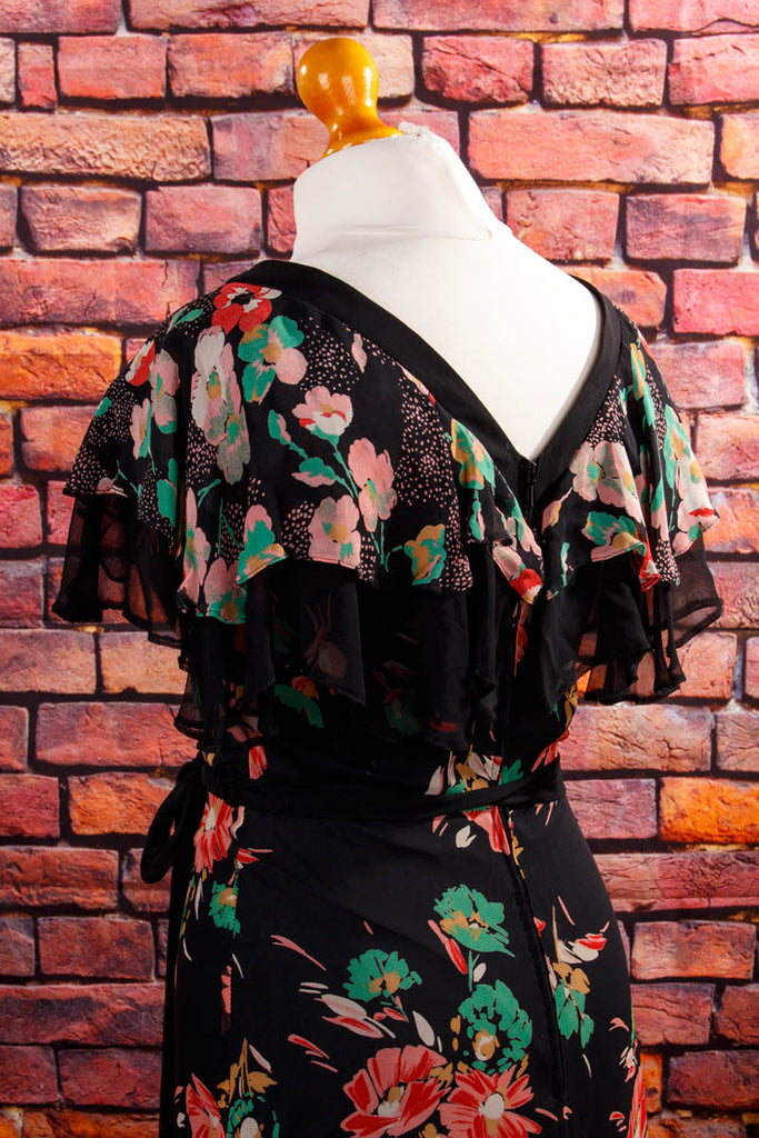 Hippie Maxikleid schwarz bunt 70er Abendmode Boho bunt Frau Hippie real-boho S 36-38 Schlager schwarz Special vintageberlin.de