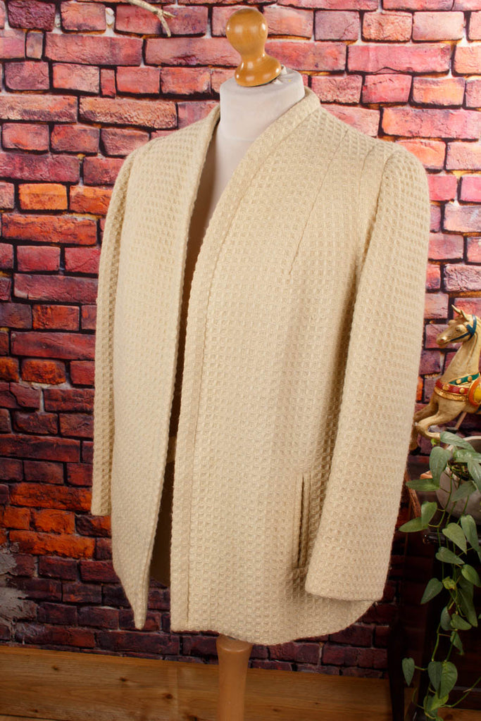 Wolle Jacke Blazer creme 50er 60er beige Frau L 44-46 Rockabilly Sekretärin Special vintageberlin.de