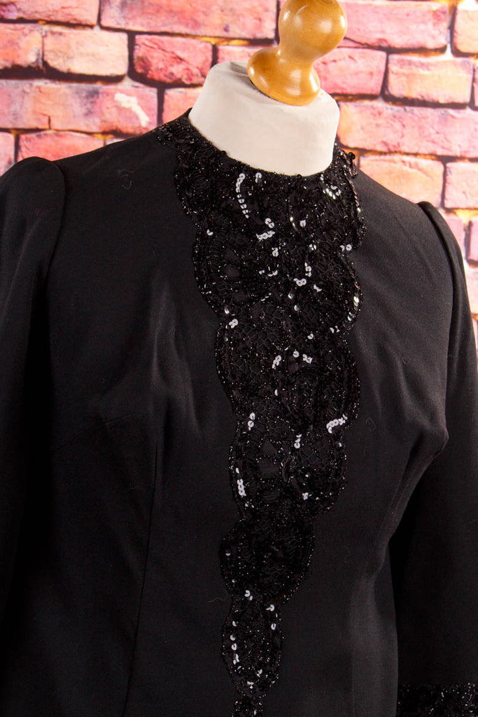 60s Disco Kleid schwarz Spitzbrust 60er Abendmode Disco Frau L 44-46 real-disco real-rockabilly Rockabilly Schlager schwarz Special vintageberlin.de