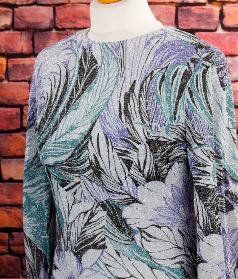 70s Abendkleid silber Glitzer