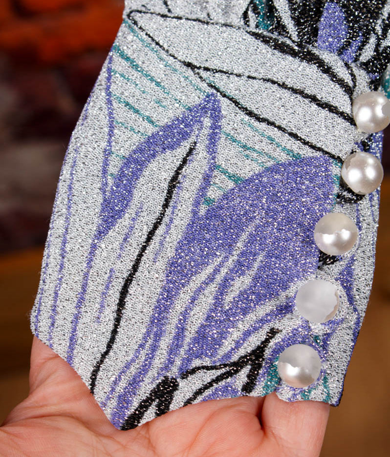 70s Abendkleid silber Glitzer