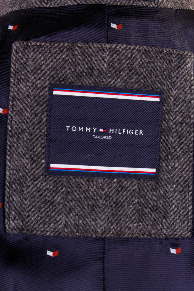 TOMMY HILFIGER Mantel grau Wollmix Designer grau L 52-54 Mann Special vintageberlin.de
