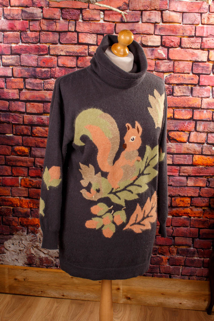 Winterpulli Eichhorn Wollmix Default Title 90er Boho bunt Frau grau L 44-46 M 40-42 Special vintageberlin.de