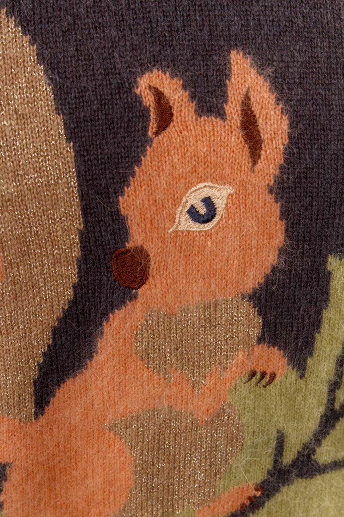 Winterpulli Eichhorn Wollmix 90er Boho bunt Frau grau L 44-46 M 40-42 Special vintageberlin.de