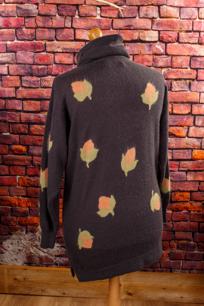 Winterpulli Eichhorn Wollmix 90er Boho bunt Frau grau L 44-46 M 40-42 Special vintageberlin.de