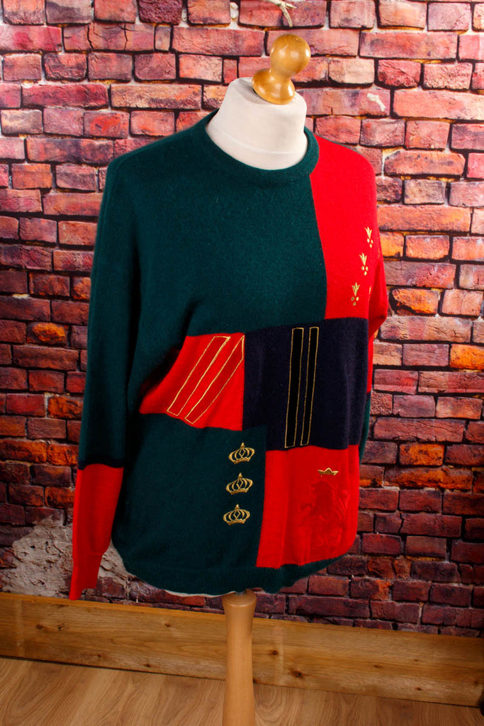 Winterpulli rot grün Wolle Angora 90er bunt Frau grün L 44-46 M 40-42 rot Special vintageberlin.de