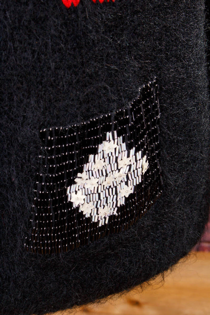 Mohair Pulli l´amour schwarz Pailletten 80er Boho Disco Frau L 44-46 M 40-42 schwarz Special vintageberlin.de