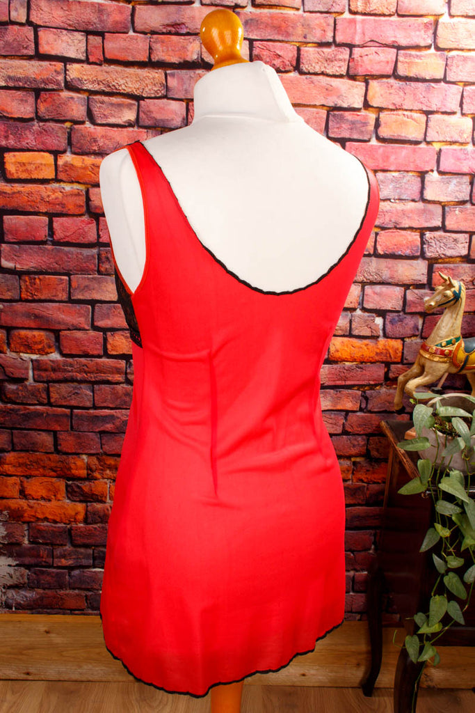 sexy Negligee Nachthemd rot 60er 70er Boho Frau Gothic real-disco real-rockabilly Rockabilly rot S 36-38 schwarz Sekretärin Special vintageberlin.de