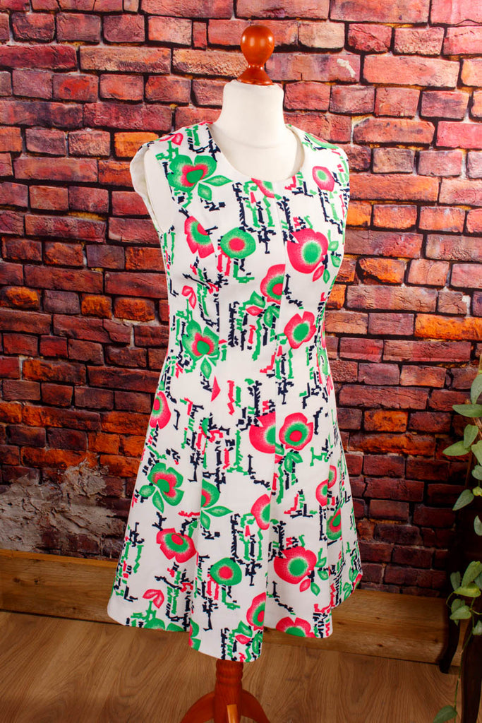 60s Disco Kleid bunt Muster Default Title 60er 70er bunt Disco Frau M 40-42 real-disco real-rockabilly Rockabilly Schlager Special weiß vintageberlin.de