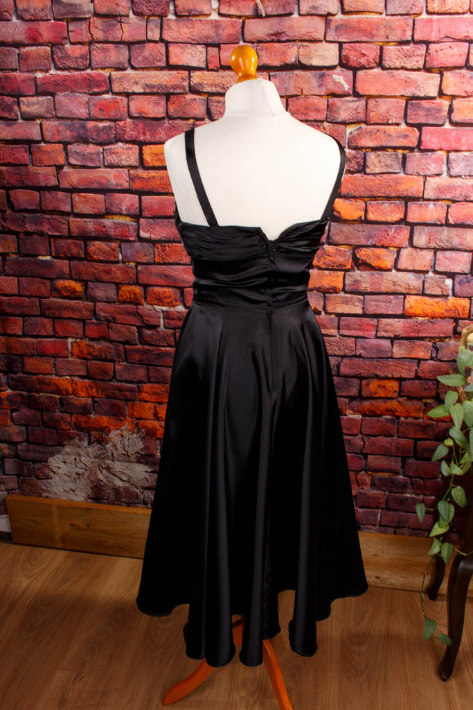 Vintage Tanzkleid schwarz Satin 70er 80er 90er Abendmode Disco Frau Gothic Petticoat real-80er real-rockabilly Rockabilly S 36-38 schwarz Special XS 32-34 vintageberlin.de