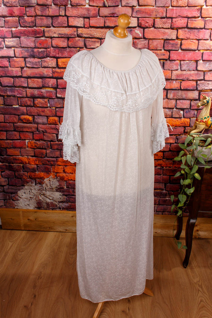 Vintage Nachtkleid grau transparent Default Title 70er 80er Boho Frau grau L 44-46 M 40-42 Rockabilly S 36-38 Special Unisize vintageberlin.de