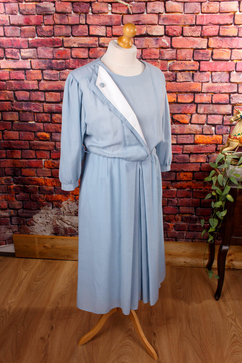 taubenblaues Kleid Wollmix