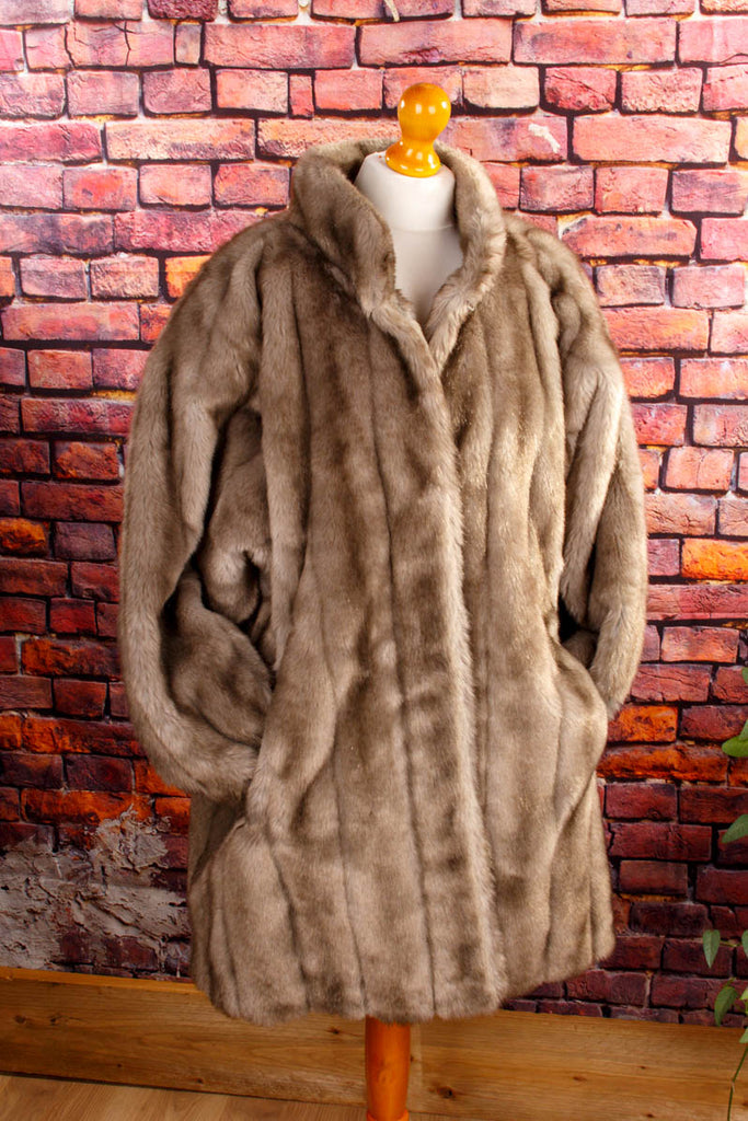 Vintage Fake Fur beige Nerzlook Default Title 80er 90er beige Boho Frau L 44-46 Rockabilly Special vintageberlin.de