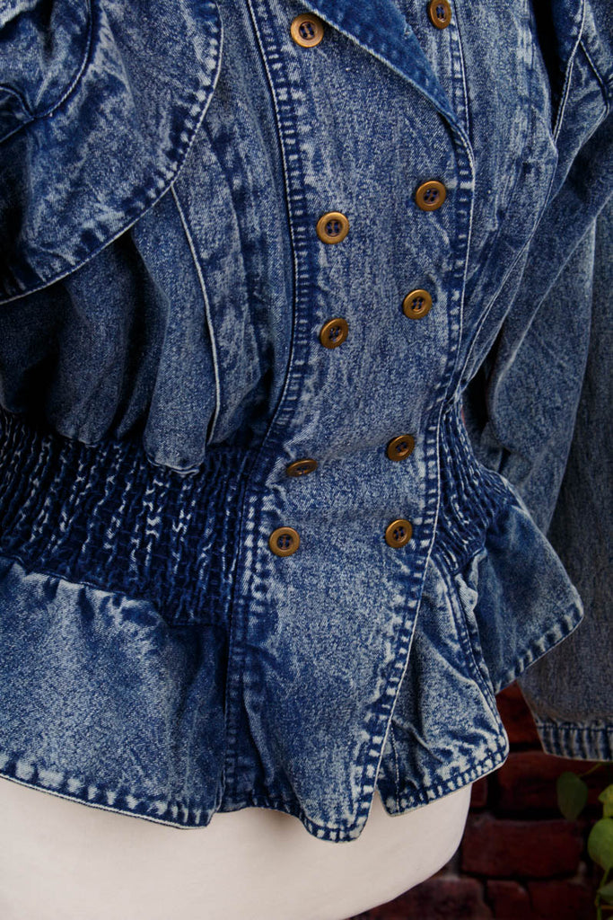 80er Disco Jeansjacke blau 80er blau Disco Frau real-80er Rockabilly S 36-38 Special vintageberlin.de