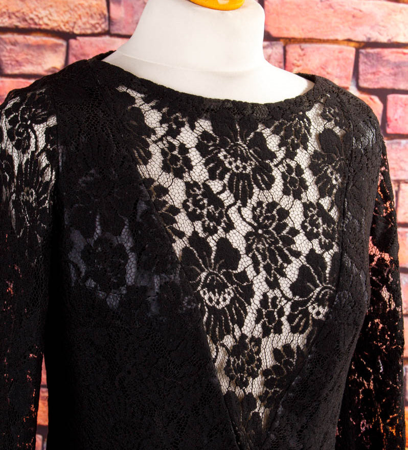 Vintage Abendkleid schwarz Spitze