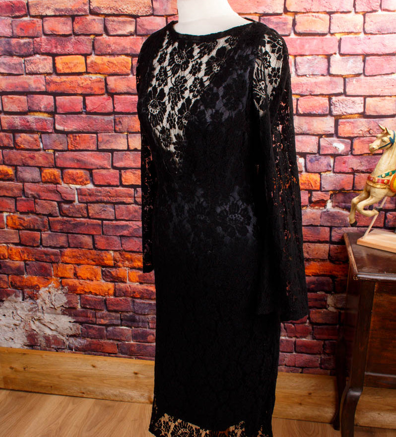 Vintage Abendkleid schwarz Spitze