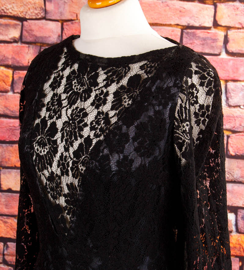 Vintage Abendkleid schwarz Spitze