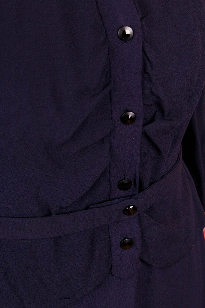 40er Jahre Crepekleid dunkelblau 30er 40er 50er blau Charleston Flapper&Charleston Frau L 44-46 real-rockabilly Rockabilly Special vintageberlin.de