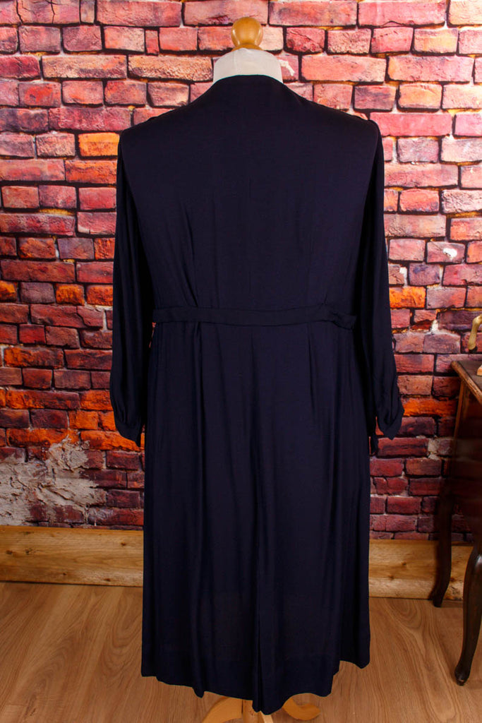40er Jahre Crepekleid dunkelblau 30er 40er 50er blau Charleston Flapper&Charleston Frau L 44-46 real-rockabilly Rockabilly Special vintageberlin.de