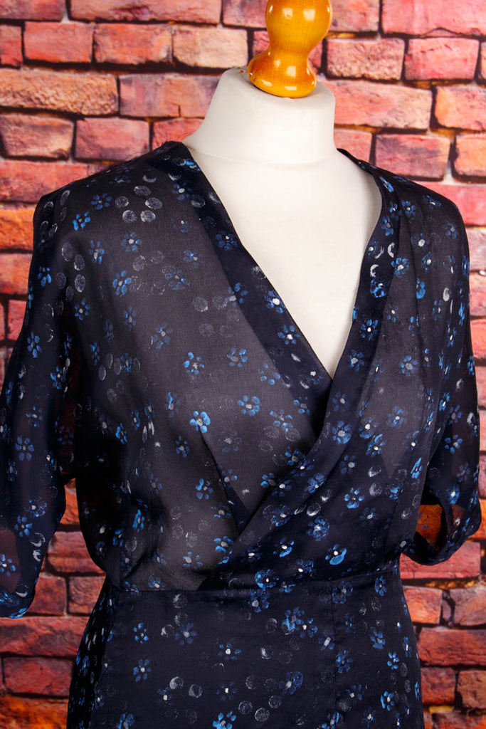 Rockabella Sommerkleid dunkelblau 50er 60er blau Frau Rockabilly S 36-38 vintageberlin.de