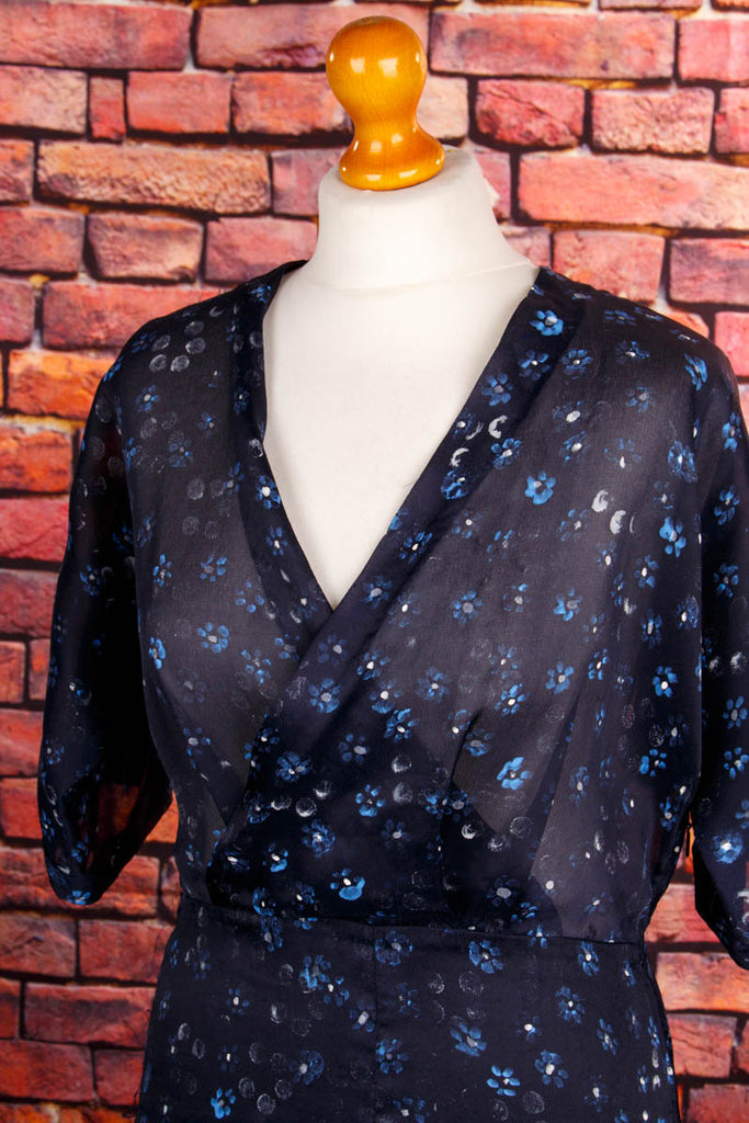 Rockabella Sommerkleid dunkelblau 50er 60er blau Frau Rockabilly S 36-38 vintageberlin.de