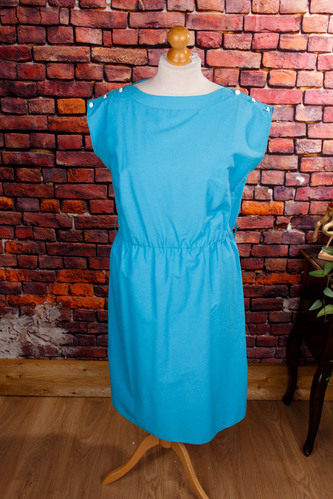 80er Disco Sommerkleid blau Default Title 80er blau Disco Frau L 44-46 M 40-42 real-80er Rockabilly Special türkis vintageberlin.de