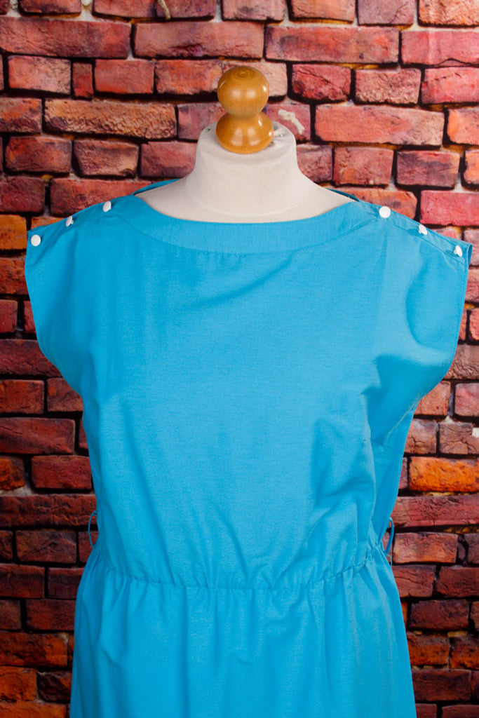 80er Disco Sommerkleid blau 80er blau Disco Frau L 44-46 M 40-42 real-80er Rockabilly Special türkis vintageberlin.de