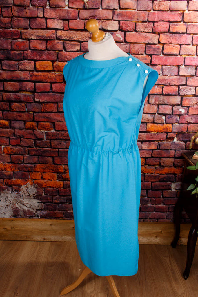 80er Disco Sommerkleid blau 80er blau Disco Frau L 44-46 M 40-42 real-80er Rockabilly Special türkis vintageberlin.de