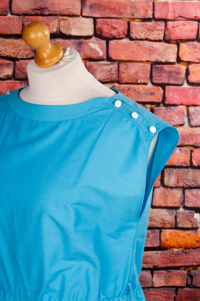 80er Disco Sommerkleid blau 80er blau Disco Frau L 44-46 M 40-42 real-80er Rockabilly Special türkis vintageberlin.de