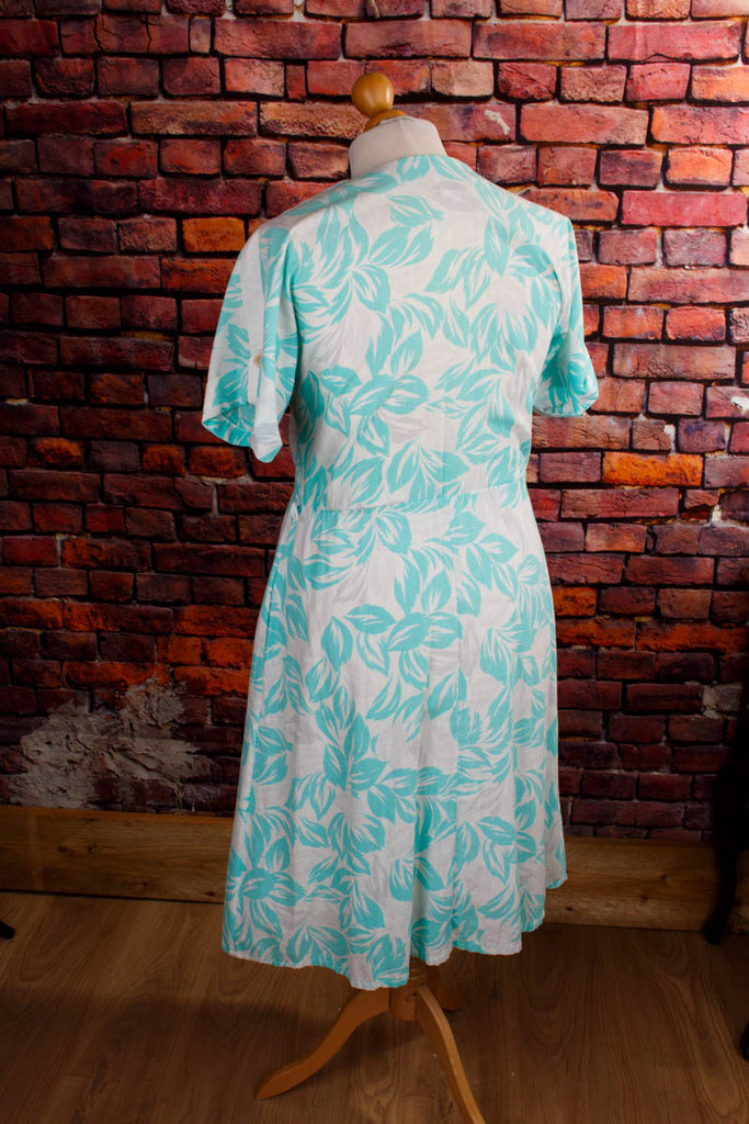 80er Sommerkleid türkis Muster 70er 80er Disco Frau L 44-46 M 40-42 real-80er real-rockabilly Rockabilly Special türkis weiß vintageberlin.de