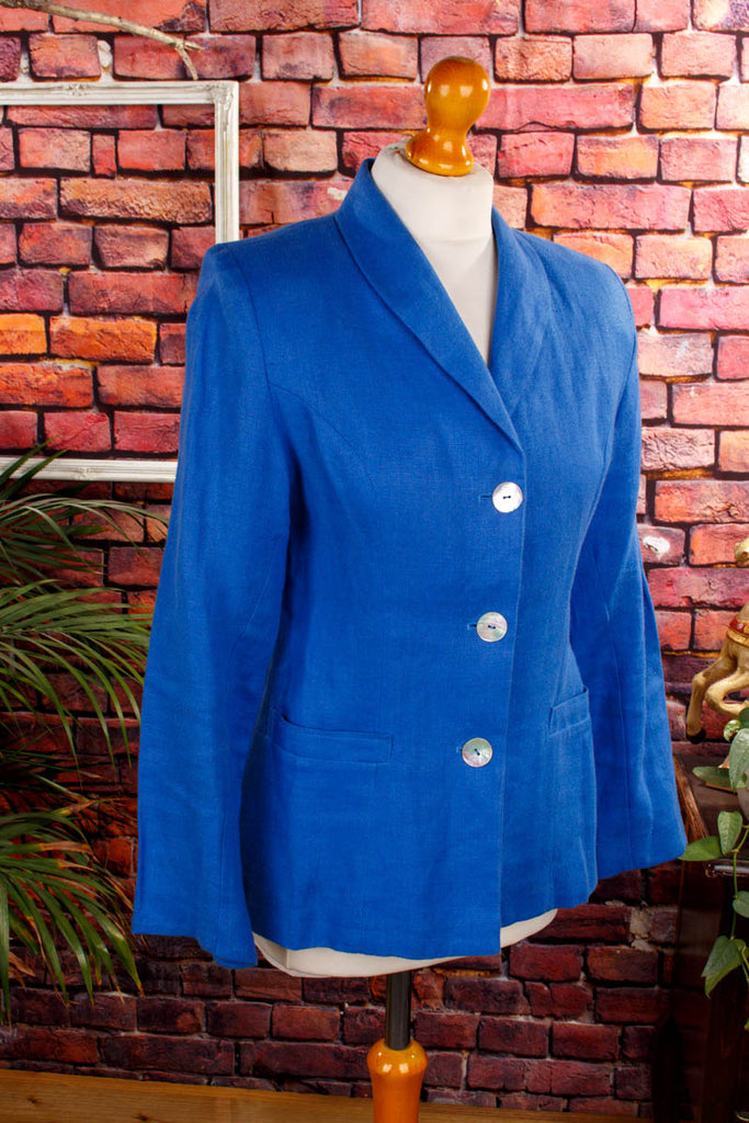 Leinen Blazer blau Default Title 90er blau Frau S 36-38 Sekretärin Special vintageberlin.de