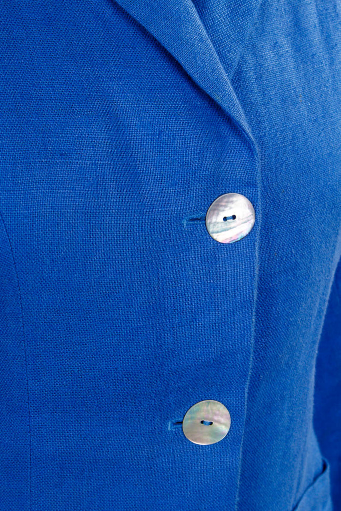 Leinen Blazer blau 90er blau Frau S 36-38 Sekretärin Special vintageberlin.de